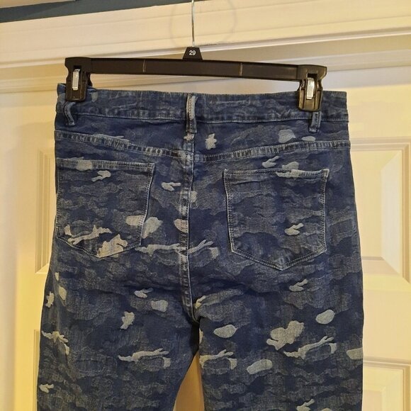 Soft Surroundings Jeans Womens Medium Blue Camo Skinny Pull On Jegging Stretch - Picture 4 of 11